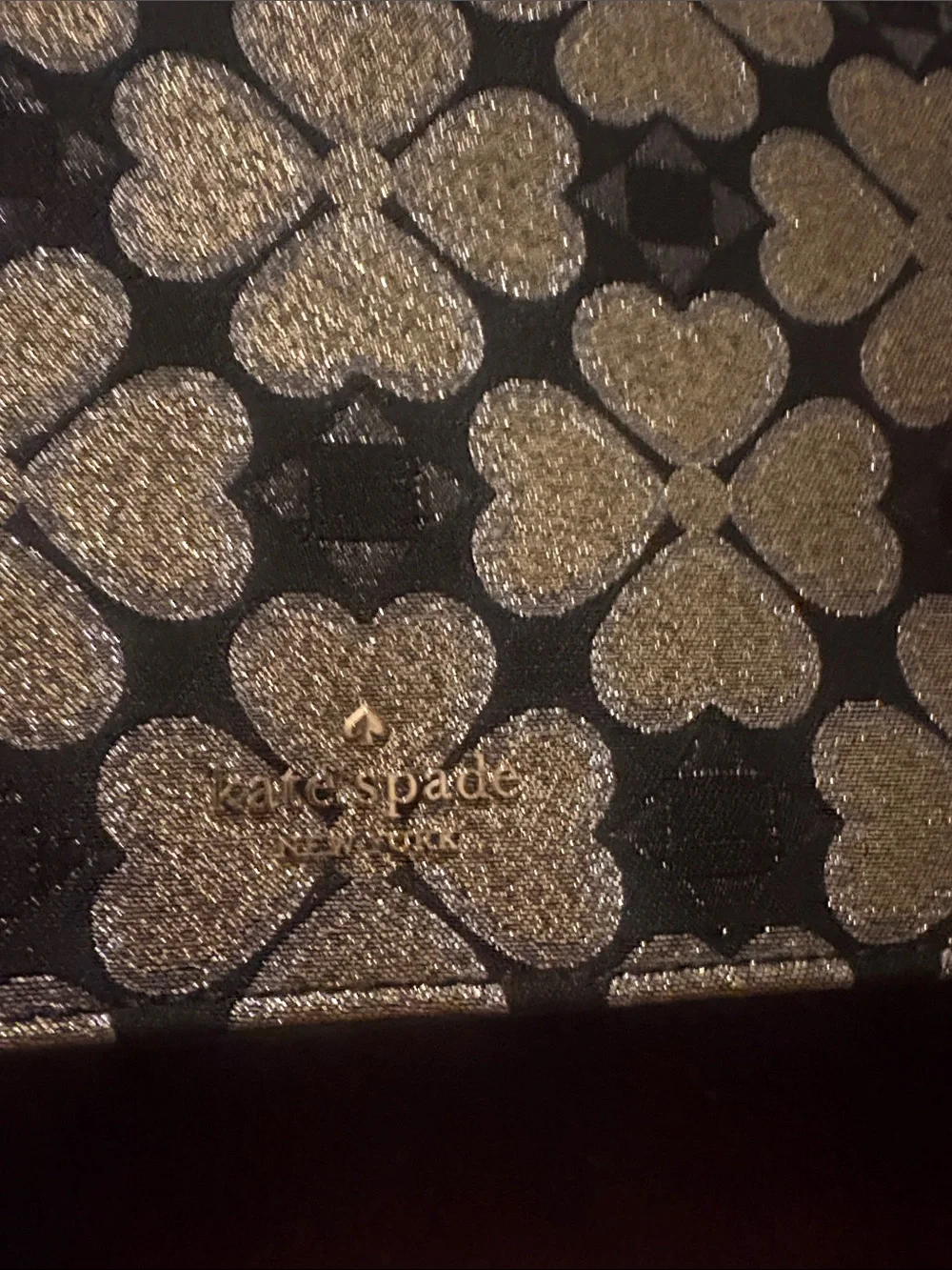 AUTHENTIC KATE SPADE Glitter Clover Satchel in Black and Gold